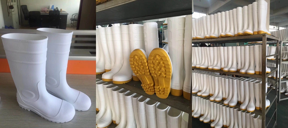 white PVC boots