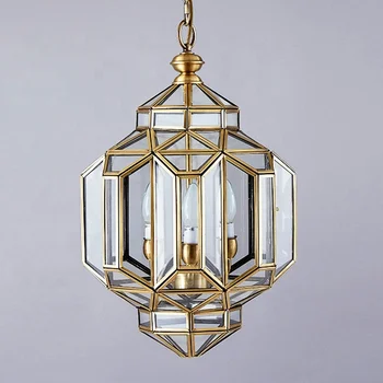 Glass chandelier suitable for indoor and outdoor Copper cage pendant light JY9050