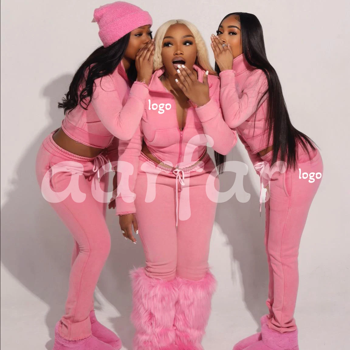 Winter Clothes Two Piece Outfits for Women pink Streetwear