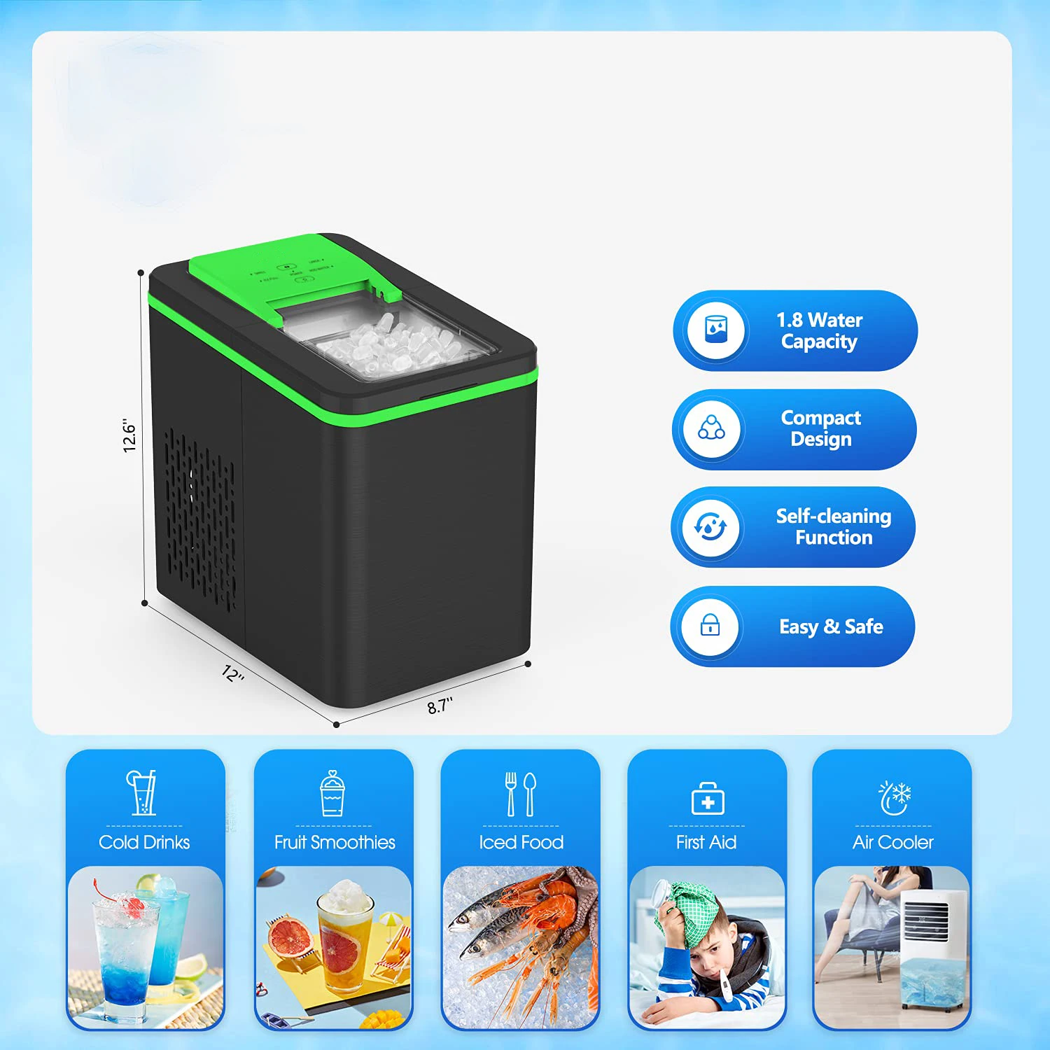 Ice Maker Portable Ice Maker Countertop Ice Maker Machine for  Home/Office/Camping/Mini/Small/Table Top/Electric with Spoon 26.5 - China Ice  Maker and Ice Machine price