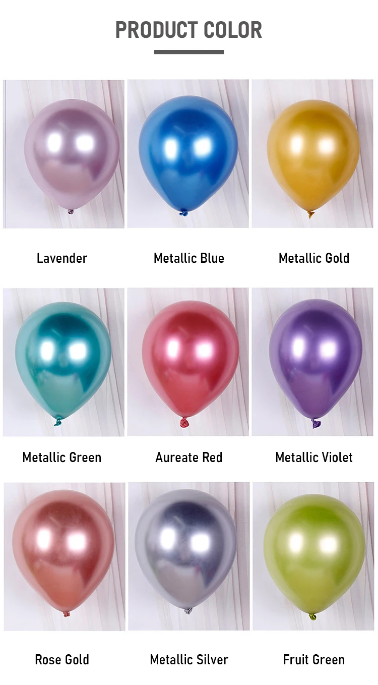 Wholesale High Quality 5/10/12/18/36 Inch Metallic Chrome Latex