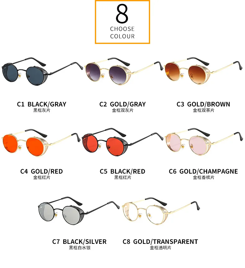 Mejores 8034 Round Rimless Frame Fashion Sunglasses Metal Steampunk Sun ...
