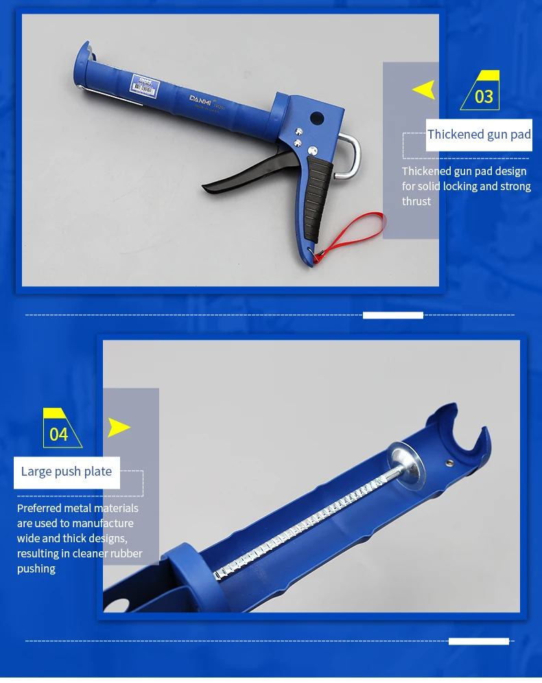 Danmi Professional Half Round Cordless Caulking Gun Diy And Industrial Grade Heavy Duty Silicone