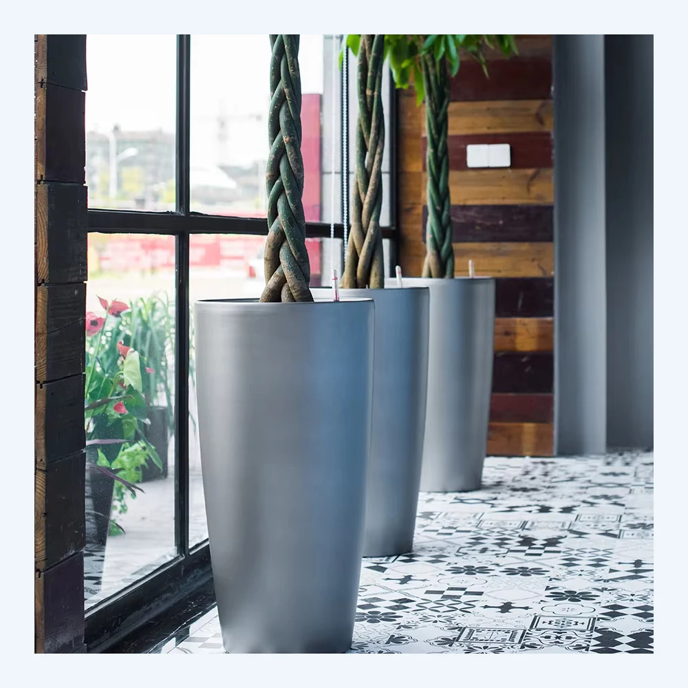 Große Blumentöpfe Aus Kunststoff – 2er Set Mit Ablauflöchern, Handbemalt, Für Garten & Zimmer