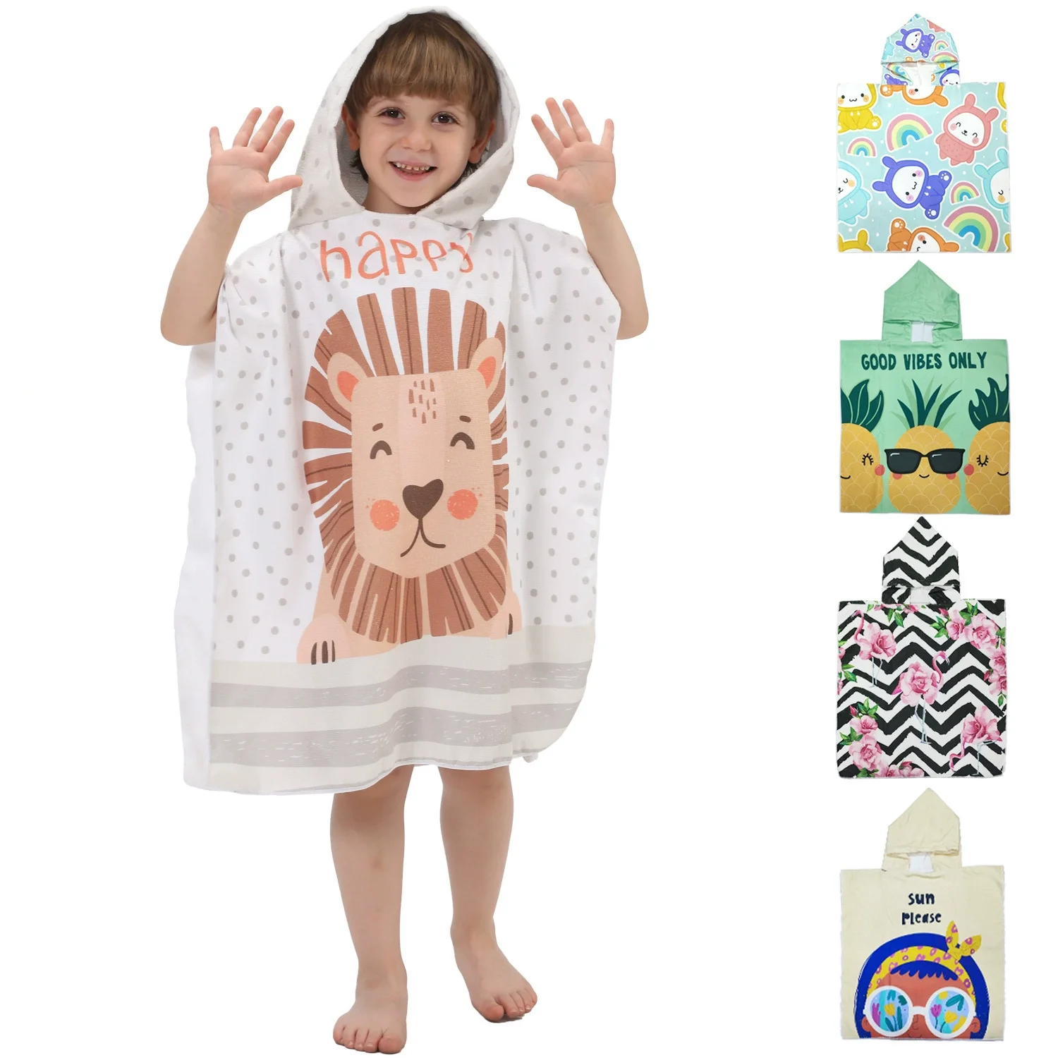 Toddler Hooded Beach Towel Coverup Cape Quick Dry Absorbent Use for Swim Pool Bath Poncho Towels for 2 to 6 Years Old Children