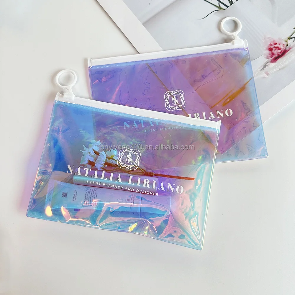 Luxury Custom Zip Lock Holographic Bag Reusable Zipper Bag PVC Laser ...