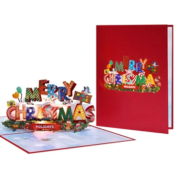 Light Up Jinglebells Music 3D Pop Up Merry Christmas Greeting Cards Include A Matching Note Card And Envelope