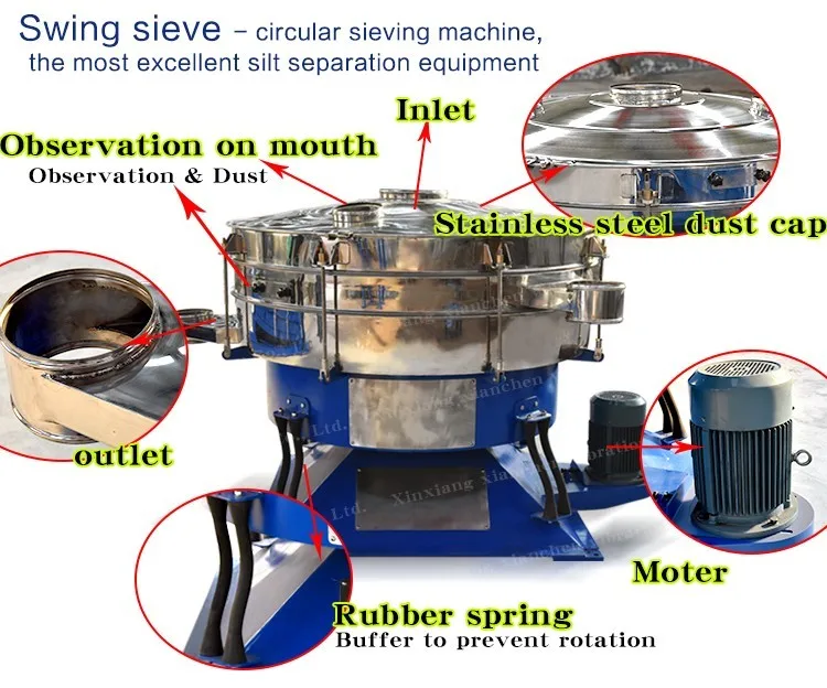 Round Wheat Grain Vibrating Screen Sieve/Coal Convoluted Vibro Separator Sieve Shaker/Wood Flour Chips Vibration Gyrate Sifter
