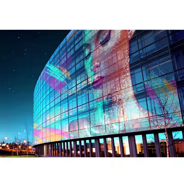 세련되고 독특한 기능을 갖춘 고투명도 창문용 LED 커튼, 실내 투명 LED 필름 스크린, 유리 LED 디스플레이, 비디오 월