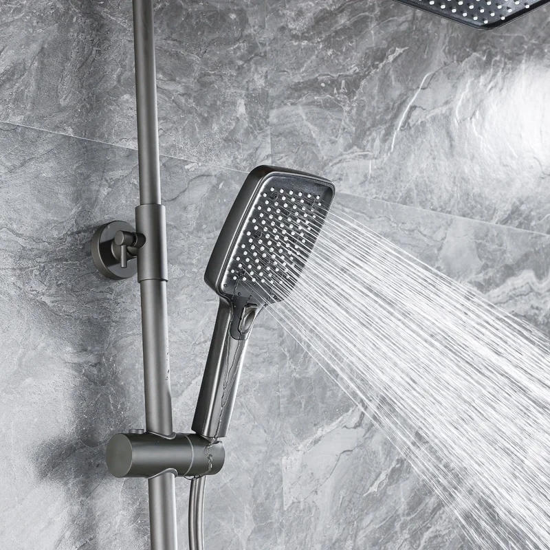 2024 Modern Digital With Cold and Hot Water Brass Luxury Rain Mixer Black System Thermostatic Piano Key Bathroom Shower Set