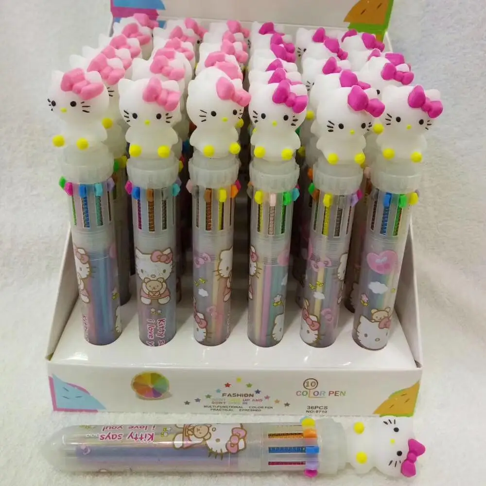 10 Colors Stationery Pont Pen Kawaii Colored Ballpoint Pens