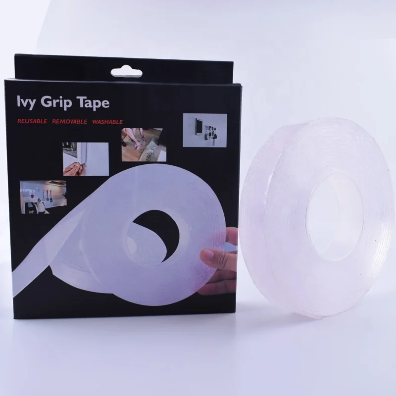 Heavy Duty Double Sided Tape - 3M Reusable Clear Nano Gel Tape, Strong Grip For Walls, Photos, Carpets & More