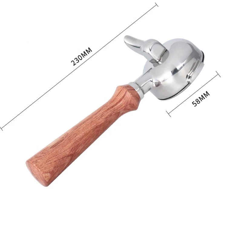51mm 51mm 58mm single spout stainless steel espresso coffee portafilter with wooden handle