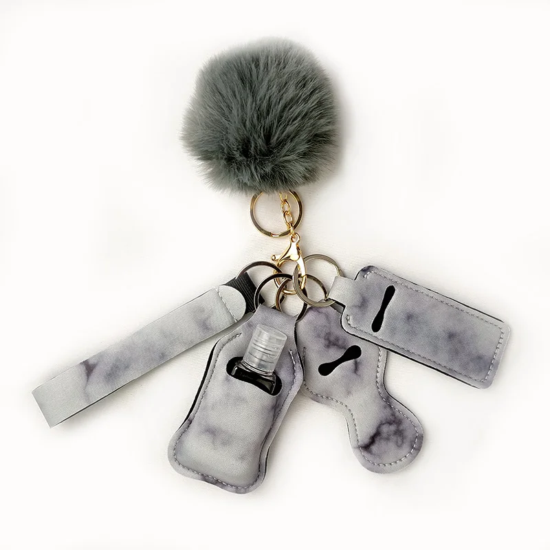 6 шт. Пустой дорожный размер бутылки и брелок держатель набор Крючки для ключей футляр для гигиенической помады брелки