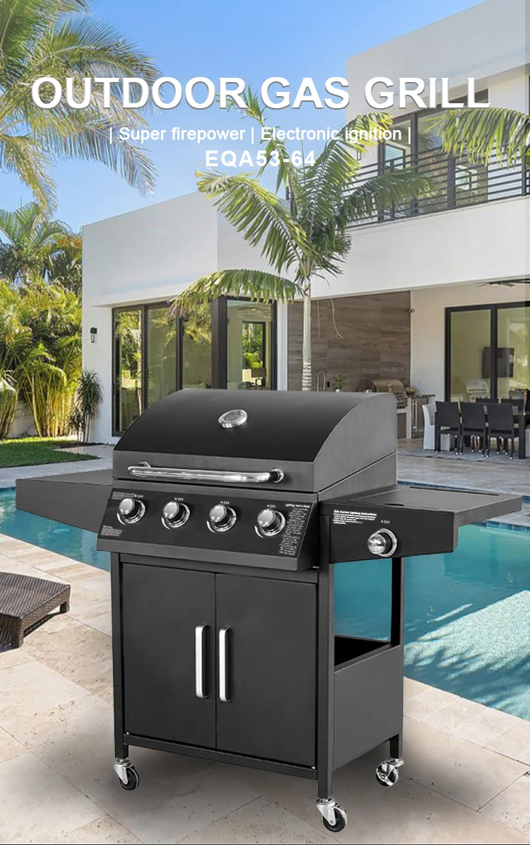 Outdoor Gas Barbeque Grill 4 Burner+1 Side Burner Gas Grill with ...