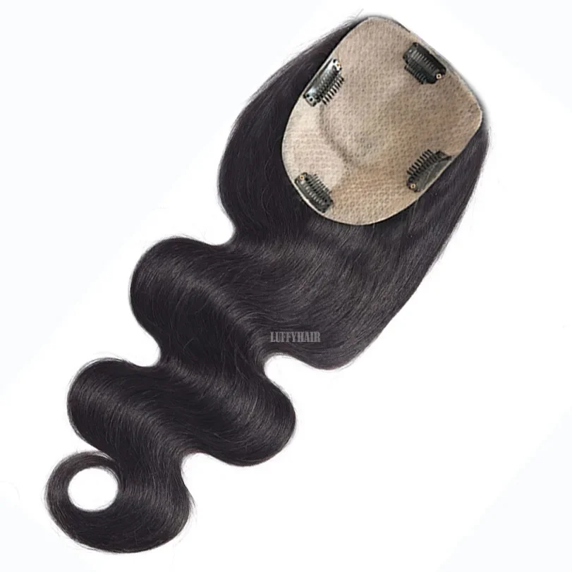 Base de seda con ondas naturales para el cuerpo, cabello humano brasileño con 4 clips para mujer_voghion.com