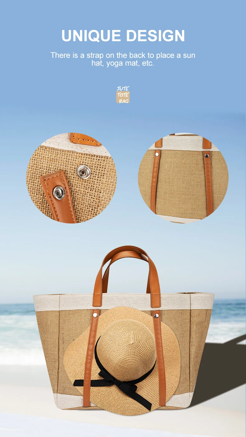 Jute Hessian Luxury Design Shopping Reusable Water Resistant Lunch Bag