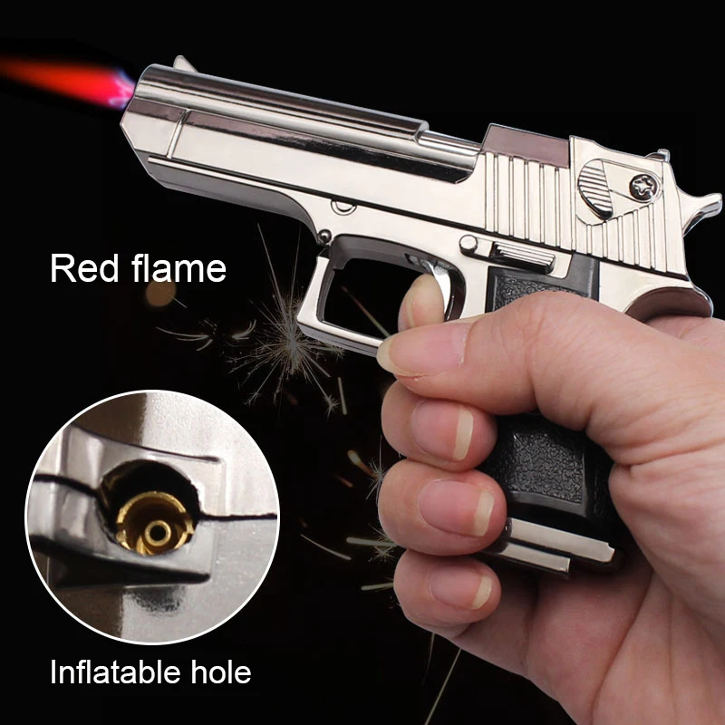 Metal Pistol Lighter Gun Shaped Butane Torch Lighters Toy Models - Buy ...