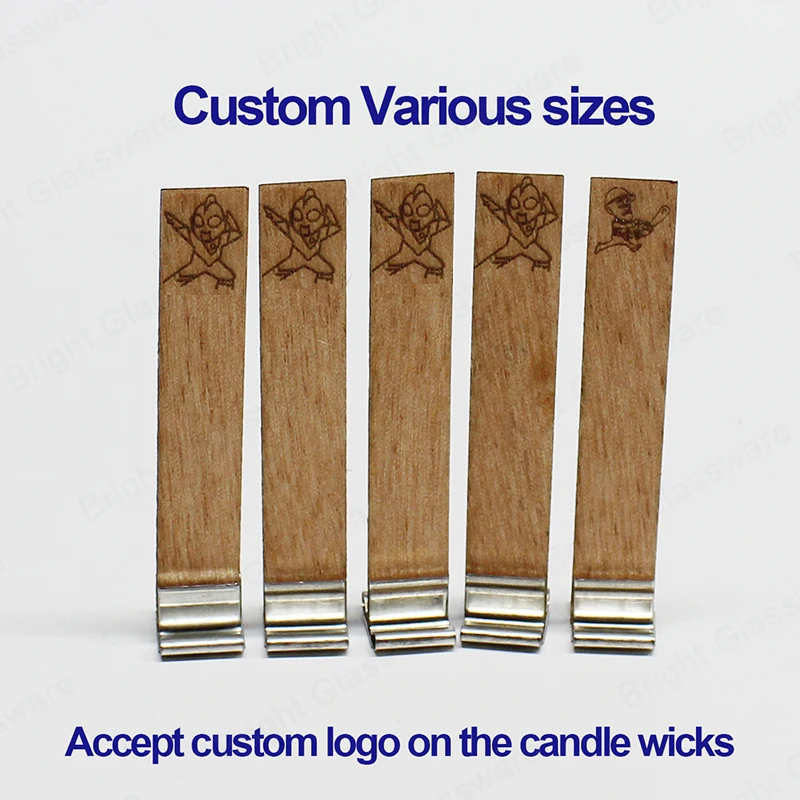 Cherry Wood Crackling Sound Custom Shape Wooden Wicks For Candle Wood