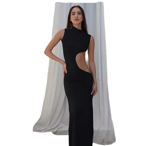 Customize Fashion Party Club Empire Waist Solid Backless for Bandage Hollow Out Spring Evening Bodycon Midi Sexy Women's Dress