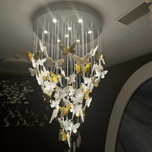ECOJAS New Design Customized Decorative Ceramic Technology Bird Shape RGB Chandelier