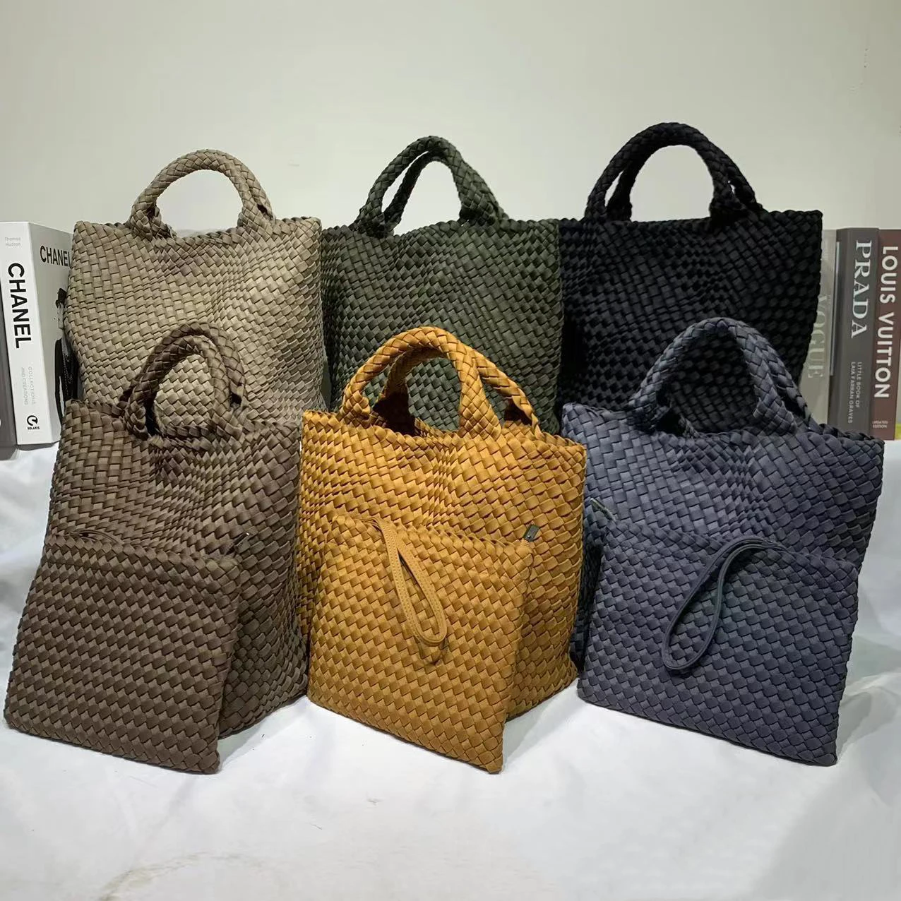 2022 Factory Custom Neoprene Weaved Bag Women Woven Tote Bag Lady