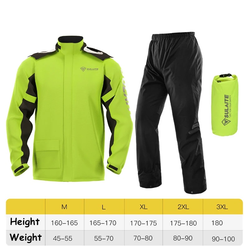 DD2015  Outdoor Motorcycle Waterproof Riding Cycling Rain Suit Coat Pants Hiding Full Cover Motorbike Rainproof Raincoat Jacket