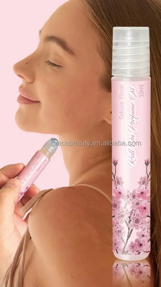 New Custom Women's 10ml Sakura Floral Musk Aroma Roller Parfum