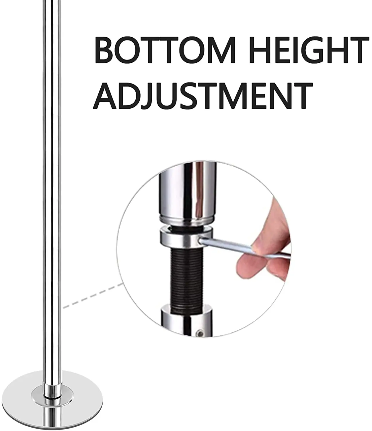 PATIKIL 125mm Dance Pole Extension For 45mm Poles - Stainless Steel Height Adjustable