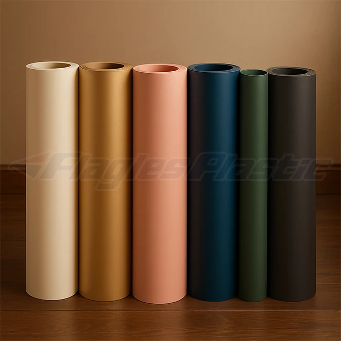 0.38mm Decorative Opaque Color PVC Film Roll 1220mm Width for Furniture Wrapping, Interior Wall Panels and Home Renovation