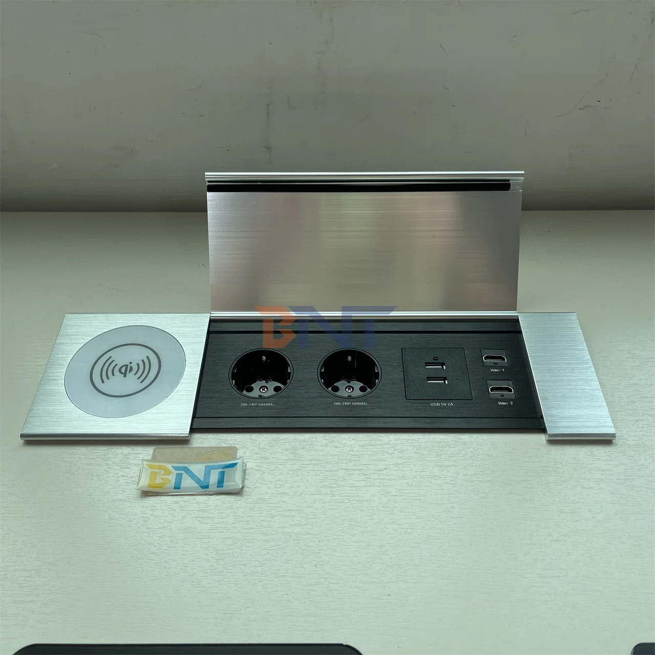 CE Approved Embedded Side Slide Socket Meeting Table Desktop Hidden Power Outlets Socket USB Port