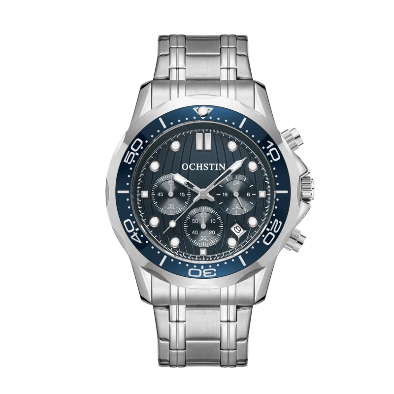 OCHSTIN 7005 New Wristwatches Mens Analog Display Rose Gold Stainless Steel Quartz Sports Watch Auto Date Chronograph Male Clock
