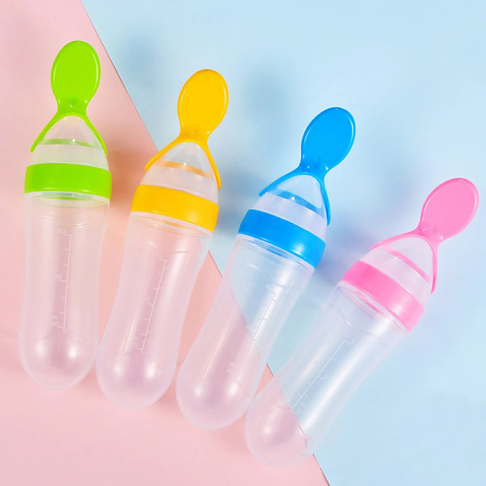 Baby Safety Spoon Silicone Baby Feeding with Rice Cereal Bottle Food Spoon  for Best Gift