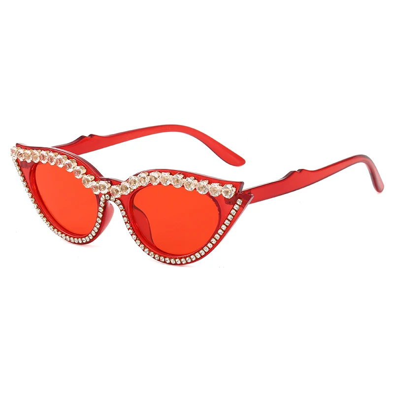 Red Two Tone Cat Eye Rhinestone Sun Glasses Shades Bling Style HOLLYWOOD Fashion Cat Eye Sunglasses / Shades / Sunnies w  main image 2