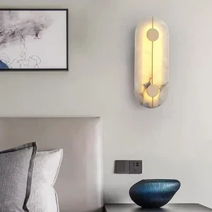 Modern Spanish Marble LED Wall Lamp for Hotel Corridor American Living Room Bedroom Bedside Decorative Lamps