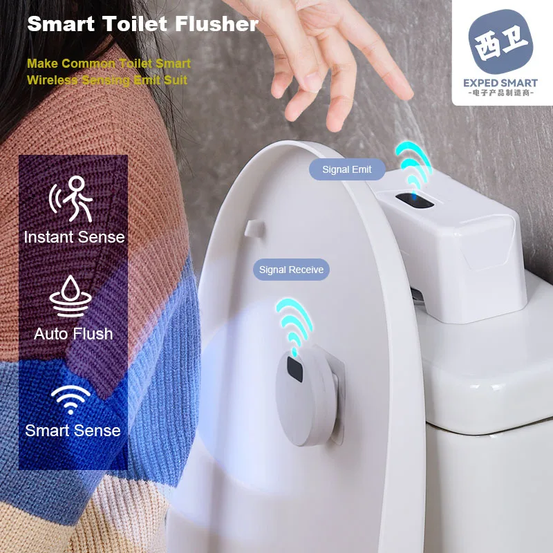 Smart Automatic Infrared Sensor Wireless Closestool Toilet Pressing Flusher Kit Intelligent Sensing Flush Water Presser