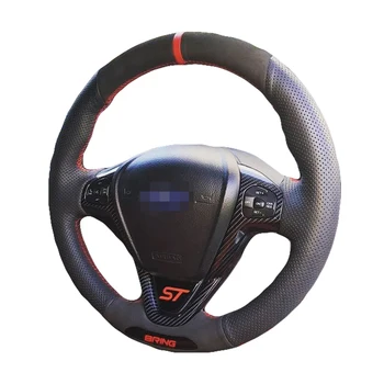 Coprivolante in pelle scamosciata nera cucita a mano su misura per Ford  Fiesta ST 2013 2014 2015 2016 2017 2018