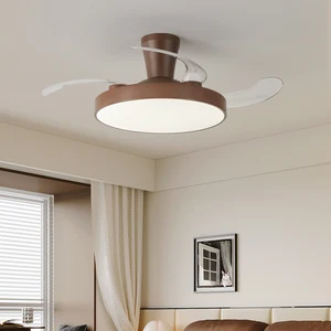 Modern 42-Inch LED Ceiling Fan with Dimmable Light and Remote Control 4 Blades Iron Body Low Profile for Living Room