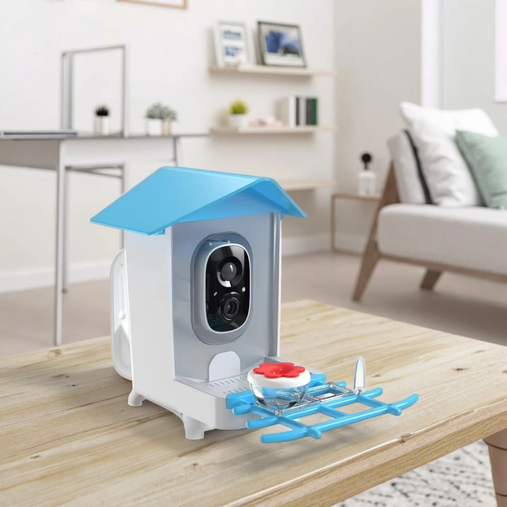1080P Intelligent Bird Watching Feeding Camera Wide-Angle Solar Powered Battery PTZ Features Remote Viewing APP SD Card Storage