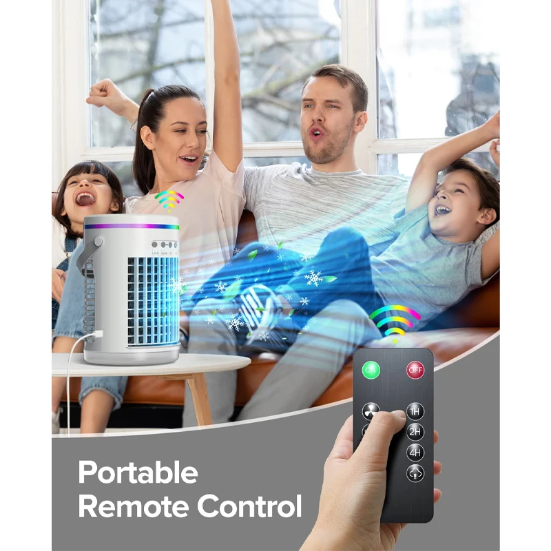 Portable Air Conditioners Fan Mini Air Conditioner With 7 Colors Light