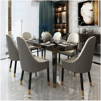 Italian design home furniture luxury dining room oval long dining table with chairs