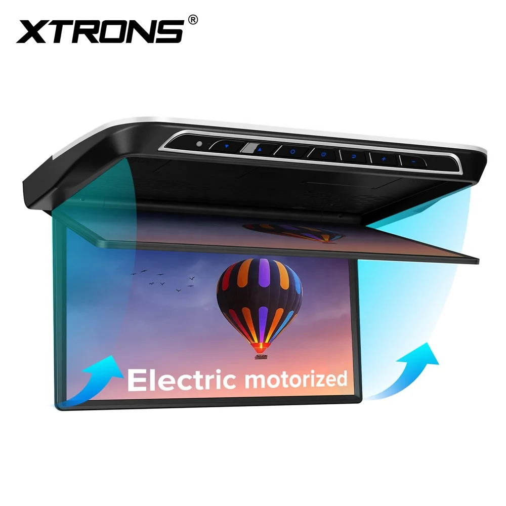 XTRONS 17.3" Motorized Android Car TV Auto Flip Down Monitor with FHD IPS Screen 8K Car Roof Player FM USB SD