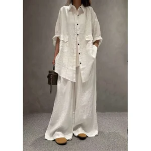 Summer Custom Clothing Brand Fashionable Comfortable Suit Long Sleeve Regular Canvas Solid Casual Fashion Set