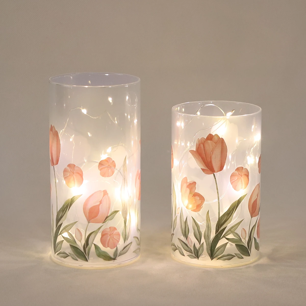 Romantic Love Theme Blinks Pink Rose LED Candles Decorative Table Lamp Battery Cylinder Tube Candle with Timer Function