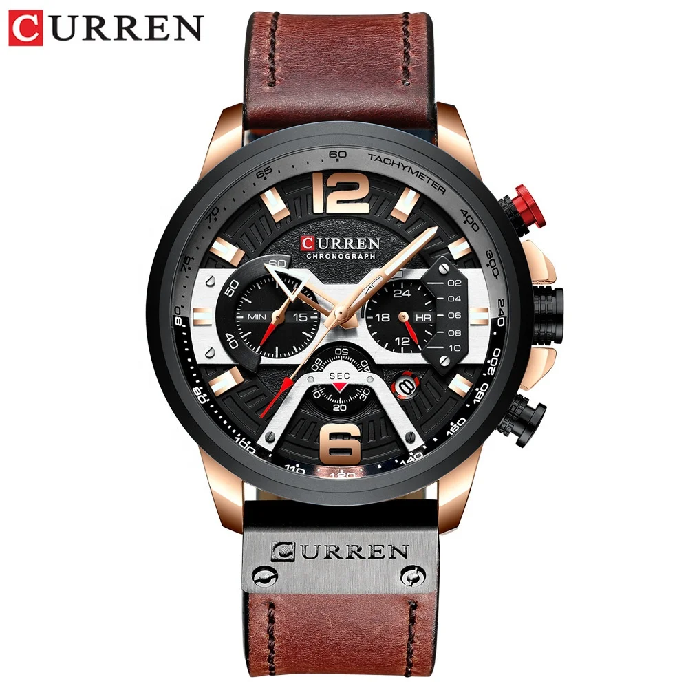 Reloj Curren 8329, marca Original, cronógrafo de cuero, relojes de