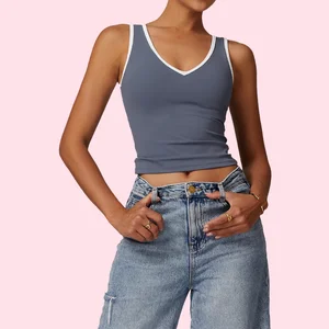 Women's High Quality Lightweight Soft Breathable Fitness Tank Top U-Neck Quick Dry Running Sports Sleeveless Workout Top