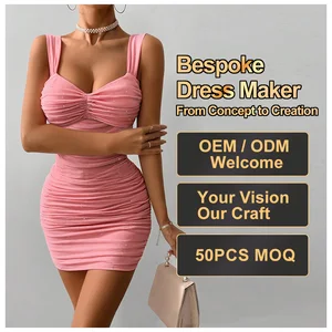 Custom Summer V-neck Sleeveless Sexy Casual Dress Women High Waist Mini Spaghetti Slip Dress Ladies Elegant Dresses Wholesale