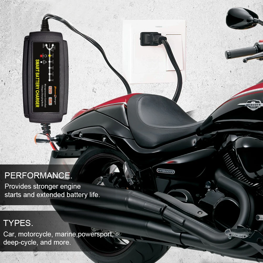 12V Automatic Smart Battery Charger Motorcycle Car Battery Charger Maintainer 12v