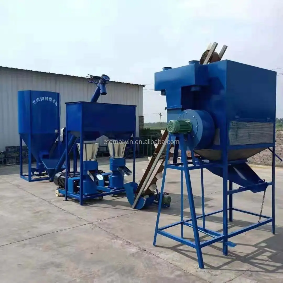 Factory 1-2 Ton/h Feed Line Full Animal Chicken Cow Cattle Rabbit Feed Pellet Machine Production Line for Farm Poultry Livestock