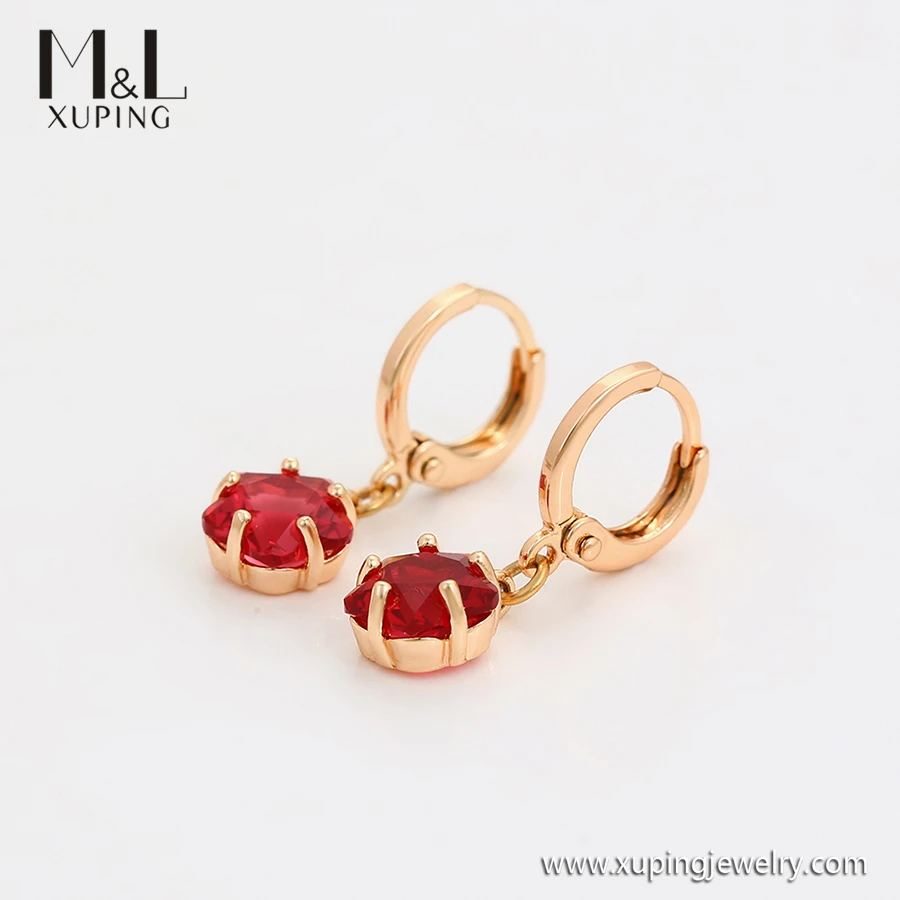 ML20108 XUPING ML Store Bohemia Artificial Jewellery Woman Lovely Simple Star Shaped Stone Ruby 18K Gold Color Hoop Earring